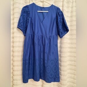 Old Navy Royal Blue Eyelet V-Neck Dress